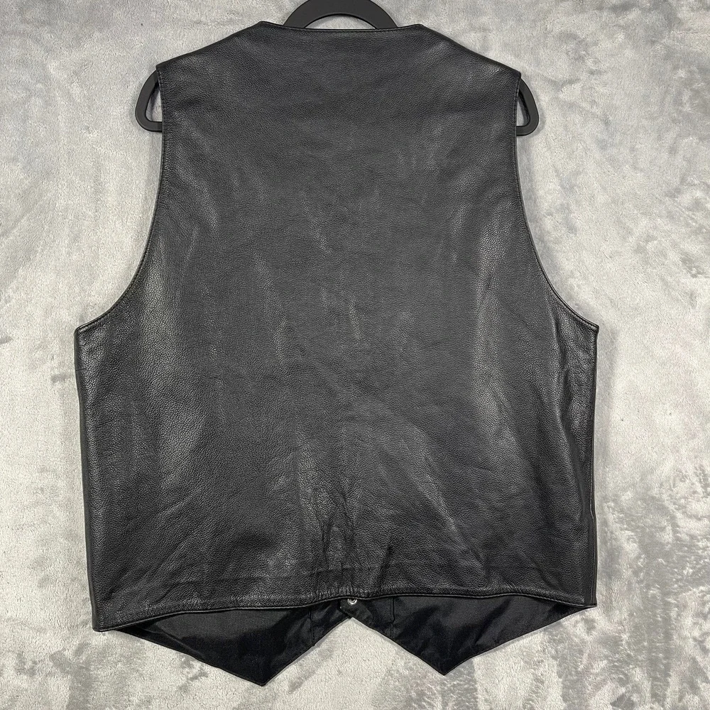FMC by First Manufacturing Co Inc Mens Black Leather Vest Motorcycle Biker XXL‎